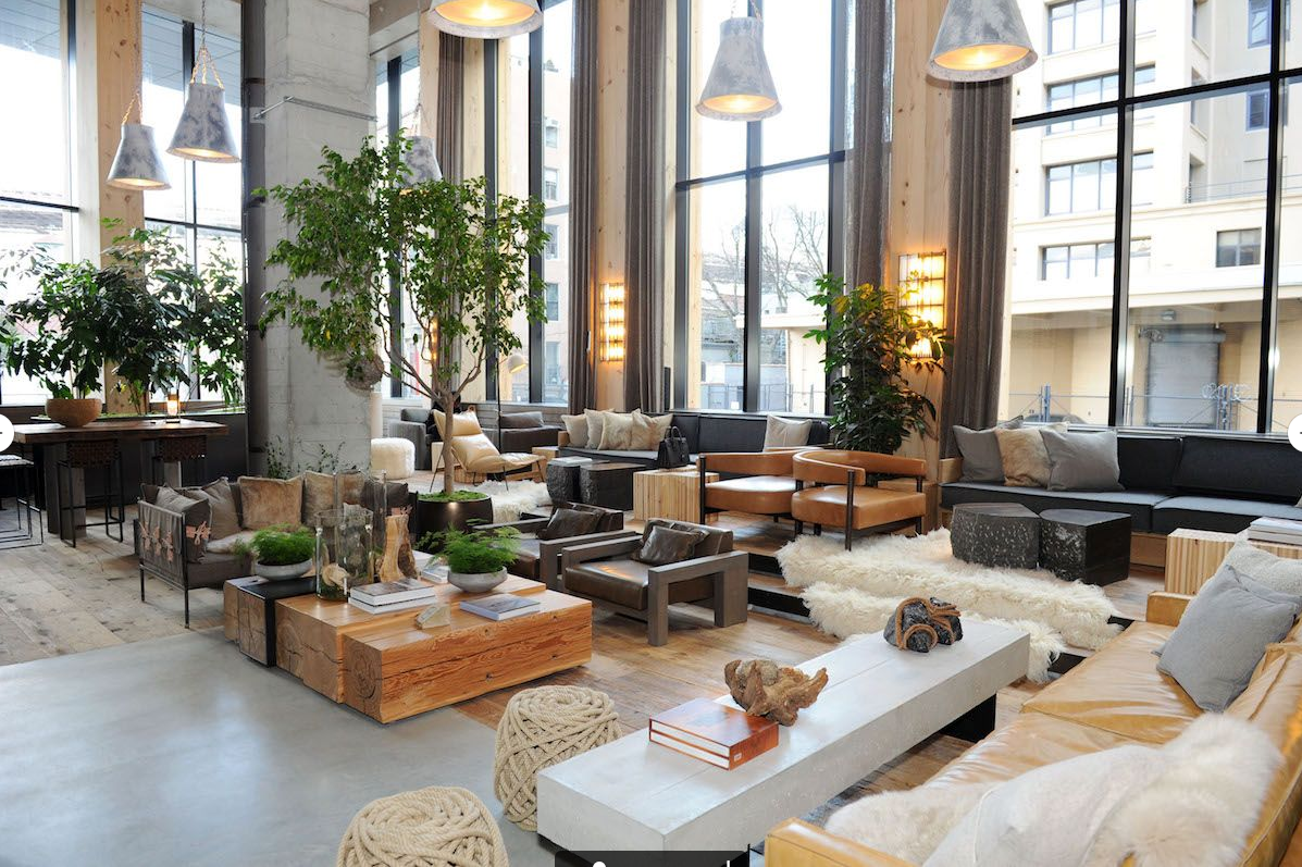 Hotel Brooklyn Bridge (Нью-Йорк, США) зеленые деревья в холле
